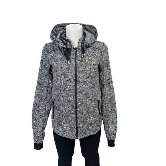 Lululemon Spring‎ Forward Jacket in Plush Petal Black Gost Stow Away Hoodie sz 4 - Picture 1 of 9